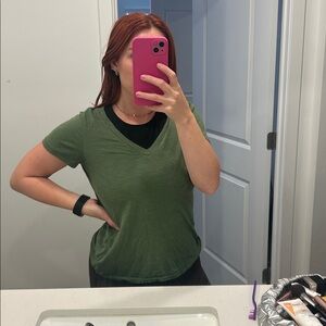 Madewell Forest Green V-Neck Tee